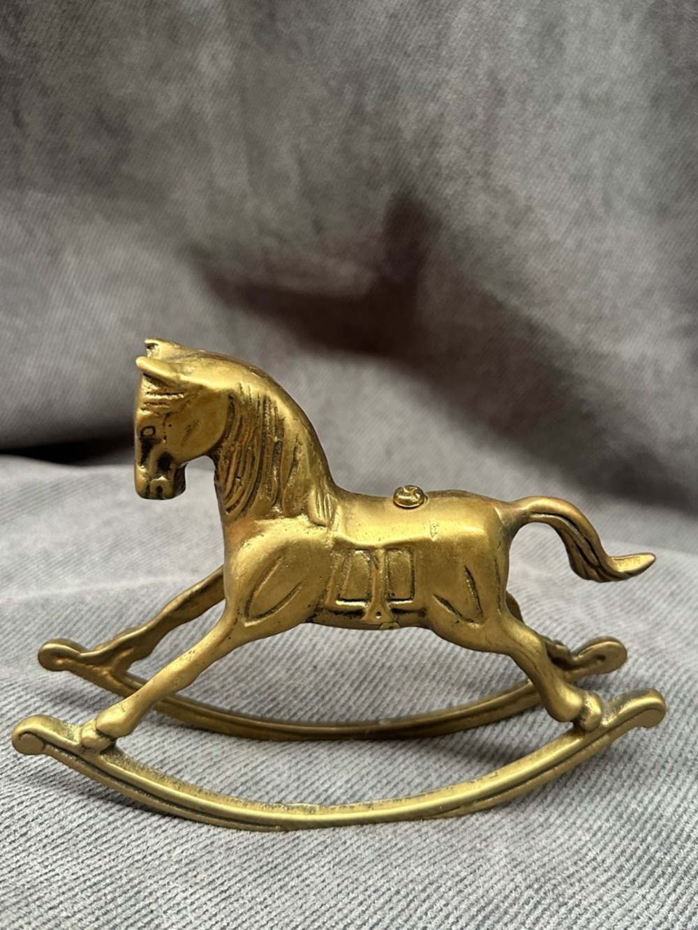 Vintage solid brass rocking horse